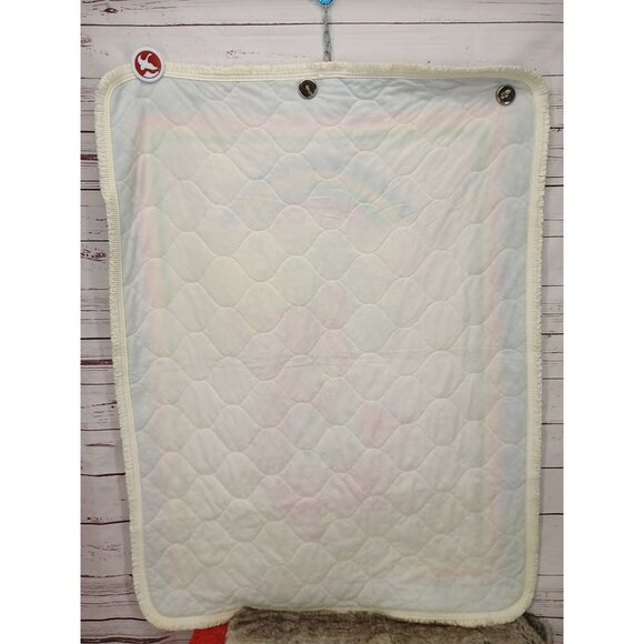 Vintage 80s Baby Dreams Quilted Baby Blanket With Rainbow & Teddy Bear Design - Picture 2 of 7